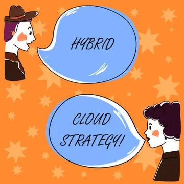 Handwriting text Hybrid Cloud Strategy. Concept meaning Cloud computing setting イラスト素材