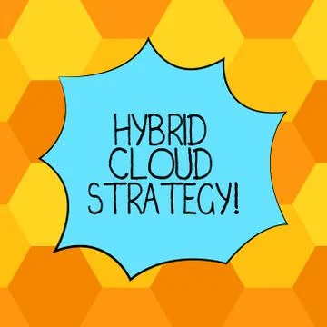 Handwriting text Hybrid Cloud Strategy. Concept meaning Cloud computing setting Stock Illustration