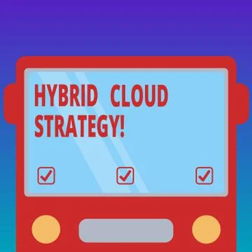 Handwriting text Hybrid Cloud Strategy. Concept meaning Cloud computing setting Stock Illustration