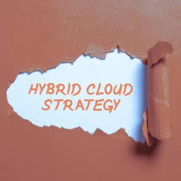 Handwriting text Hybrid Cloud Strategy. Internet Concept Cloud computing setting Stock Photos