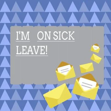 Handwriting text I M On Sick Leave. Concept meaning absence from work school  イラスト素材