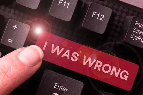 Handwriting text I Was Wrong. Word Written on Acceptance of a mistake error Stock Photos