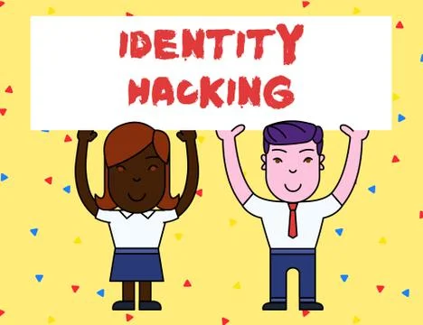 Handwriting text Identity Hacking. Concept meaning criminal that steal your Illustrazione stock