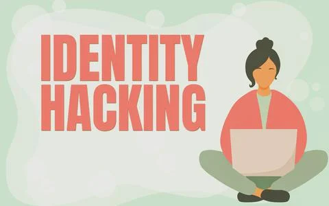 Handwriting text Identity Hacking. Concept meaning criminal that steal your Stock-Illustration