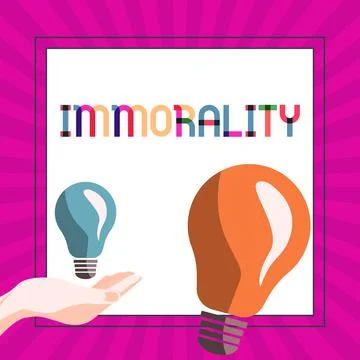 Handwriting text Immorality. Concept meaning the state or quality of being Stock Illustration