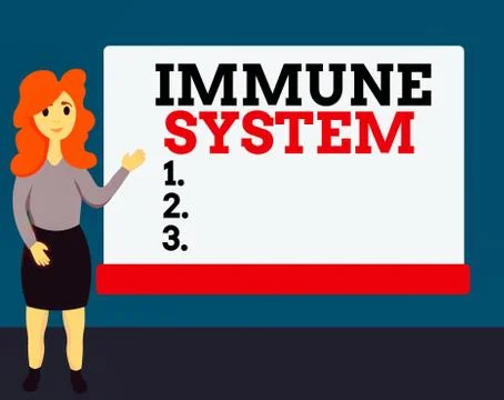 Handwriting text Immune System. Concept meaning Complex network work together to Illustrazione stock