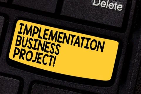 Handwriting text Implementation Business Project. Concept meaning process of Stock Photos
