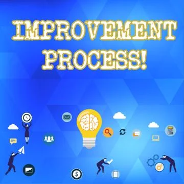 Handwriting text Improvement Process. Concept meaning Ongoing effort to improve Stockillustratie