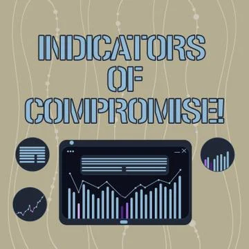 Handwriting text Indicators Of Compromise. Concept meaning artifact observed on Illustrazione stock
