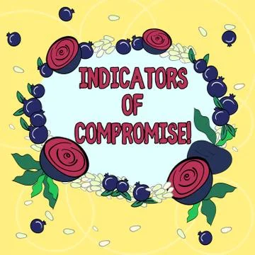 Handwriting text Indicators Of Compromise. Concept meaning artifact observed on Illustrazione stock