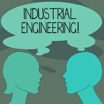 Handwriting text Industrial Engineering. Concept meaning field or study that  Stock Illustration