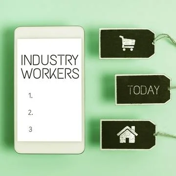 Handwriting text Industry Workers. Concept meaning document detailing the terms Foto stock