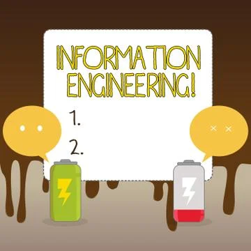 Handwriting text Information Engineering. Concept meaning deals with distribu Stock-Illustration