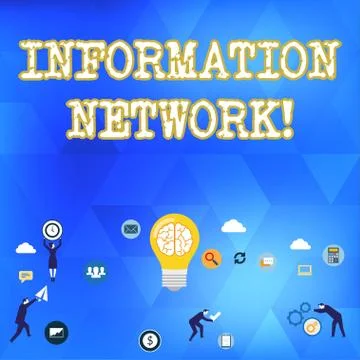 Handwriting text Information Network. Concept meaning computers were linked Stock Illustration