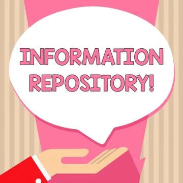 Handwriting text Information Repository. Concept meaning A place where data are Stock Illustration