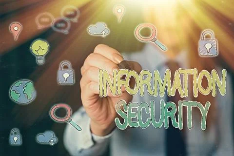 Handwriting text Information Security. Concept meaning INFOSEC Preventing Stock Photos