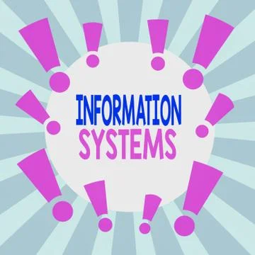 Handwriting text Information Systems. Concept meaning study of systems with a Illustrazione stock