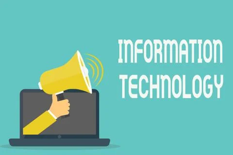 Handwriting text Information Technology. Concept meaning use Systems to Store Stock-Illustration