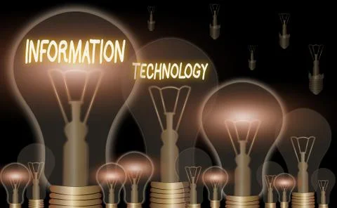 Handwriting text Information Technology. Concept meaning use Systems to Store Stock-Illustration