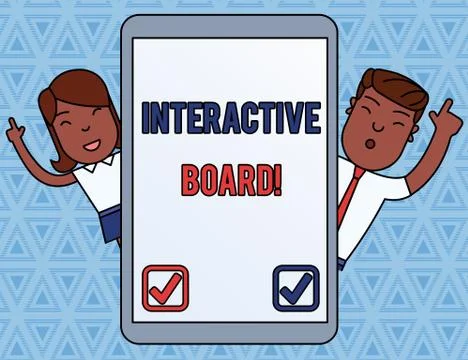 Handwriting text Interactive Board. Concept meaning standalone touchscreen Illustrazione stock