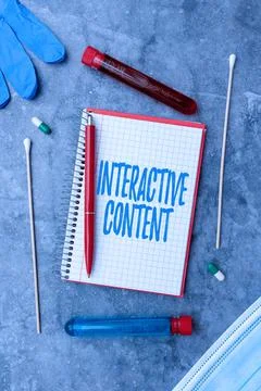 Handwriting text Interactive Content. Concept meaning It requires the Stock Photos