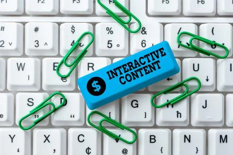 Handwriting text Interactive Content. Word Written on It requires the Stock Photos