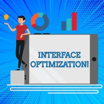 Handwriting text Interface Optimization. Concept meaning most effective design 库存插图