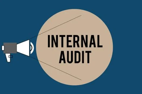 Handwriting text Internal Audit. Concept meaning Evaluates the effectiveness of Illustrazione stock