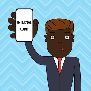 Handwriting text Internal Audit. Concept meaning Evaluates the effectiveness of Stockillustratie