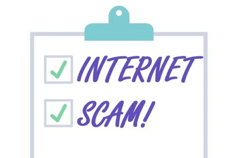 Handwriting text Internet Scam. Concept meaning type of fraud or scam which Stock Illustration