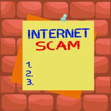 Handwriting text Internet Scam. Concept meaning type of fraud or scam which Stock Illustration