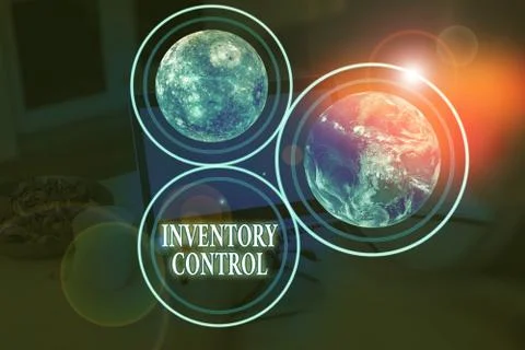 Handwriting text Inventory Control. Concept meaning regulating and maximising Foto stock
