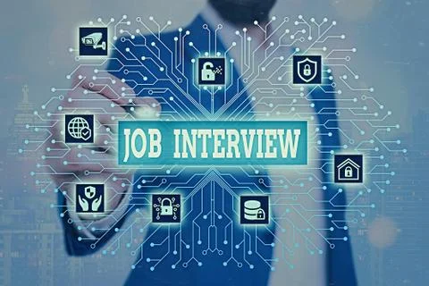 Handwriting text Job Interview. Concept meaning Assessment Questions Answers Stock Photos
