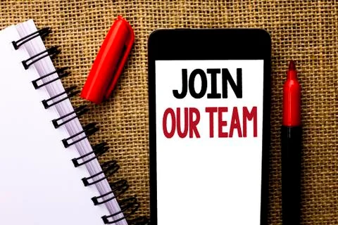 Handwriting text Join Our Team. Concept meaning Be a Part of our Teamwork Wor Stock Photos