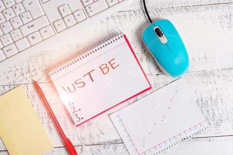 Handwriting text Just Be. Concept meaning to do the things you believe in and Stock Photos