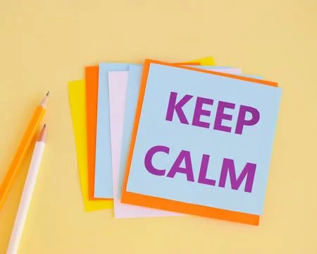 Handwriting text Keep Calm. Concept meaning Maintain in a state of motion smo Stock Photos