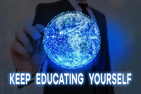 Handwriting text Keep Educating Yourself. Concept meaning dont stop studying 스톡 사진
