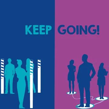 Handwriting text Keep Going. Concept meaning to continue living normally despite Stock Illustration