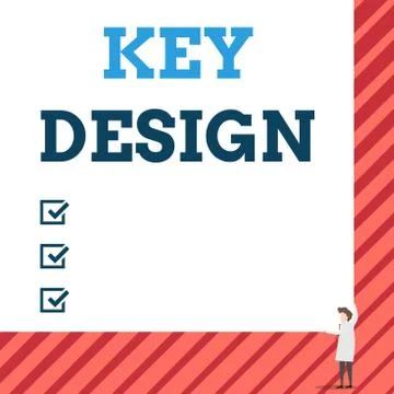 Handwriting text Key Design. Concept meaning a necessary or very important Stock Illustration