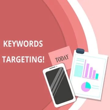 Handwriting text Keywords Targeting. Concept meaning Use Relevant Words to get Stock-Illustration
