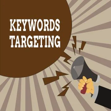 Handwriting text Keywords Targeting. Concept meaning Use Relevant Words to get Stock-Illustration