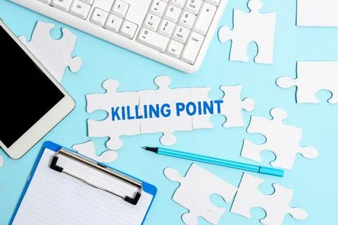 Handwriting text Killing Point. Conceptual photo Phase End Review Stage Gate 스톡 사진
