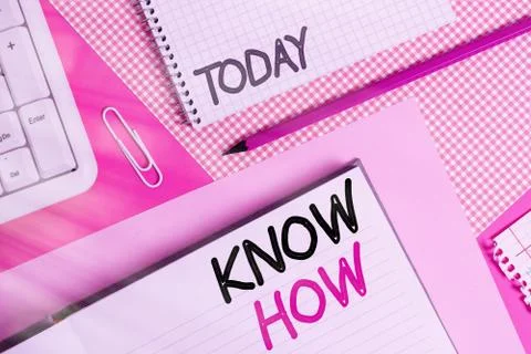 Handwriting text Know How. Concept meaning The process to learn of doing things 스톡 사진