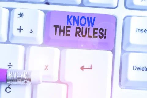 Handwriting text Know The Rules. Concept meaning set explicit or regulation Stock Photos