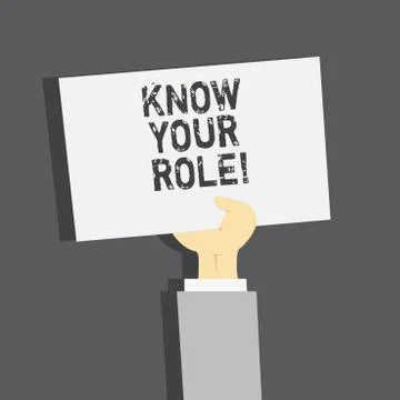 Handwriting text Know Your Role. Concept meaning Be clear of one Illustrazione stock