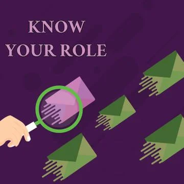 Handwriting text Know Your Role. Concept meaning end acting outside who you Ilustración de archivo