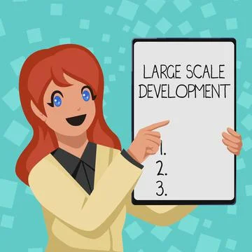 Handwriting text Large Scale Development. Business idea Develop on an extensive Illustrazione stock