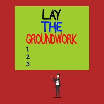 Handwriting text Lay The Groundwork. Concept meaning Preparing the Basics or Ilustración de archivo