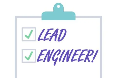Handwriting text Lead Engineer. Concept meaning control his team and analysisage Stock Illustration
