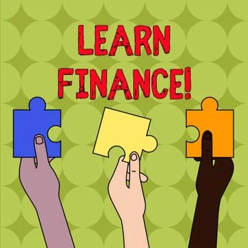 Handwriting text Learn Finance. Concept meaning study which figures out how s Stock Illustration
